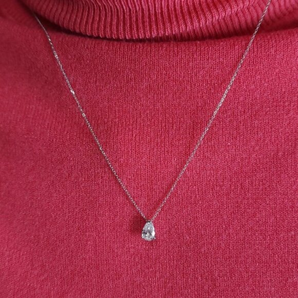 14Kt Gold 0.40 Ct Oval Lab Grown Diamond Solitaire Attached Diamond Pendant - Picture 5 of 5